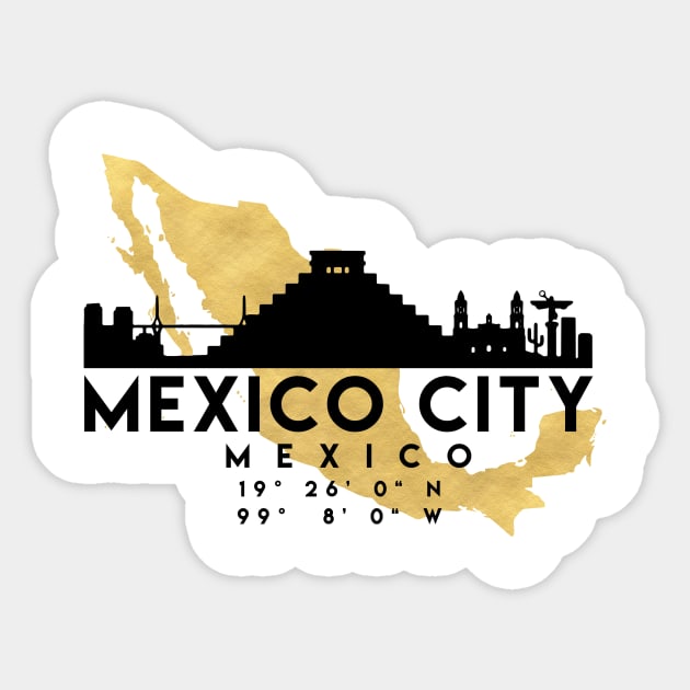 Mexico City Mexico Skyline Map Art Sticker by deificusArt